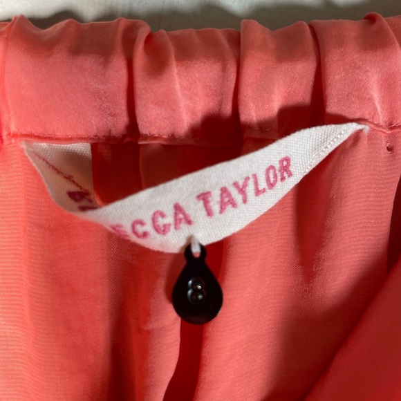 Rebecca Taylor SWIFTIE Cha Cha Ruffle Dress Tiered Strapless Sash Tie Coral Sz 8 - Picture 9 of 16